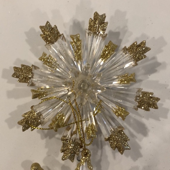 🎄Vintage acrylic plastic starsnowflake Christmas ornaments set (7) clear gold - Picture 2 of 10